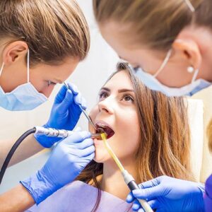 a patient receives a dental exam