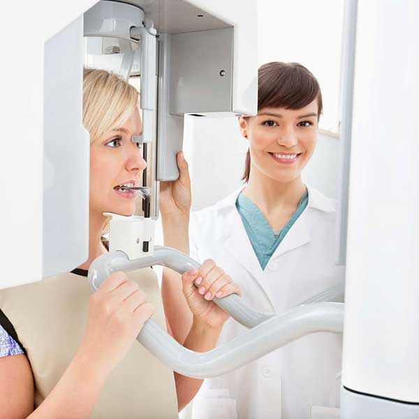 An oral surgery patient receives a 3D xray